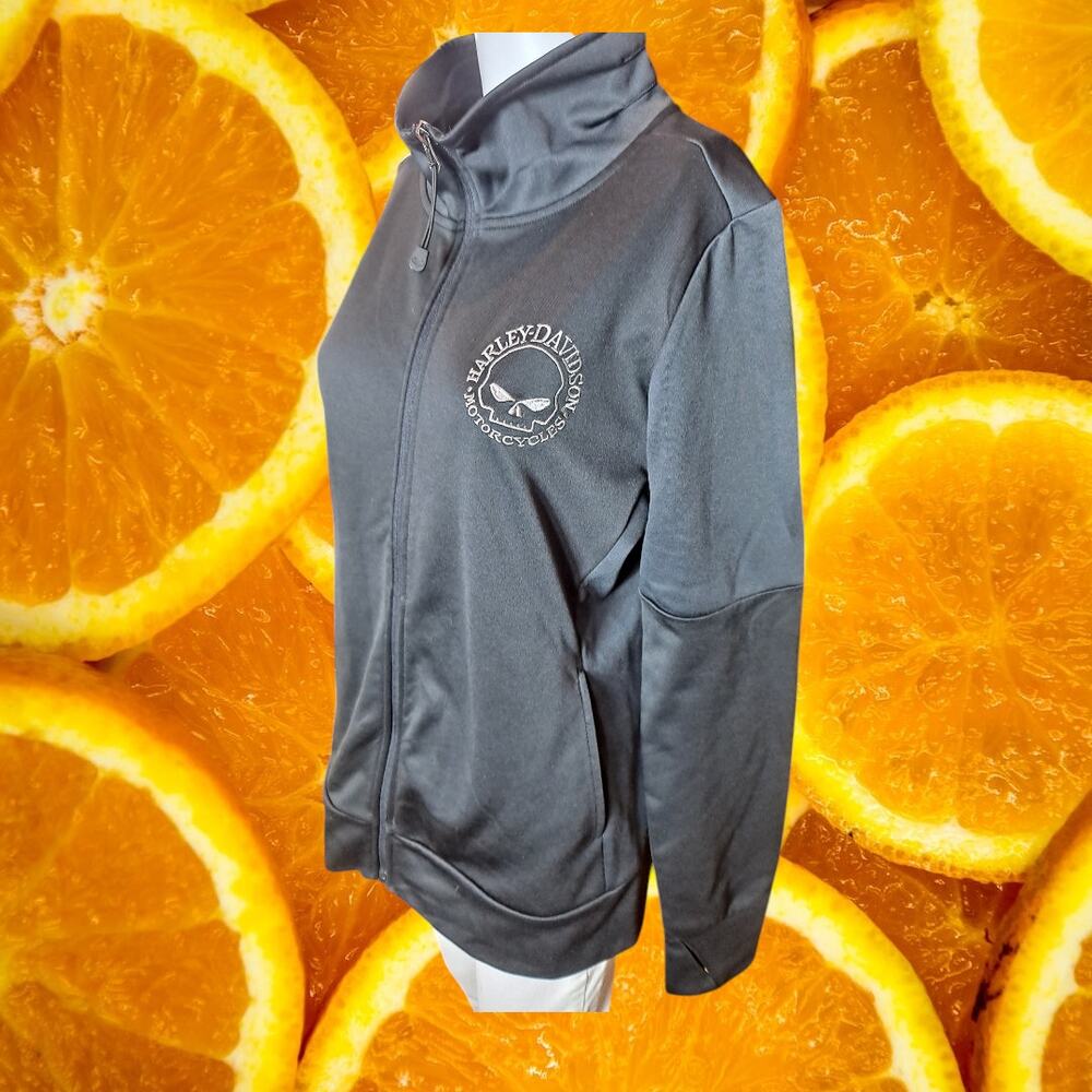 Harley Davidson Men's Black Polyester Bushed Lined Full-Zip Hoodie Size M